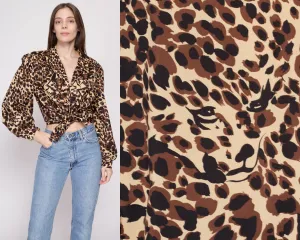 80s Leopard Print Balloon Sleeve Blouse - Extra Large