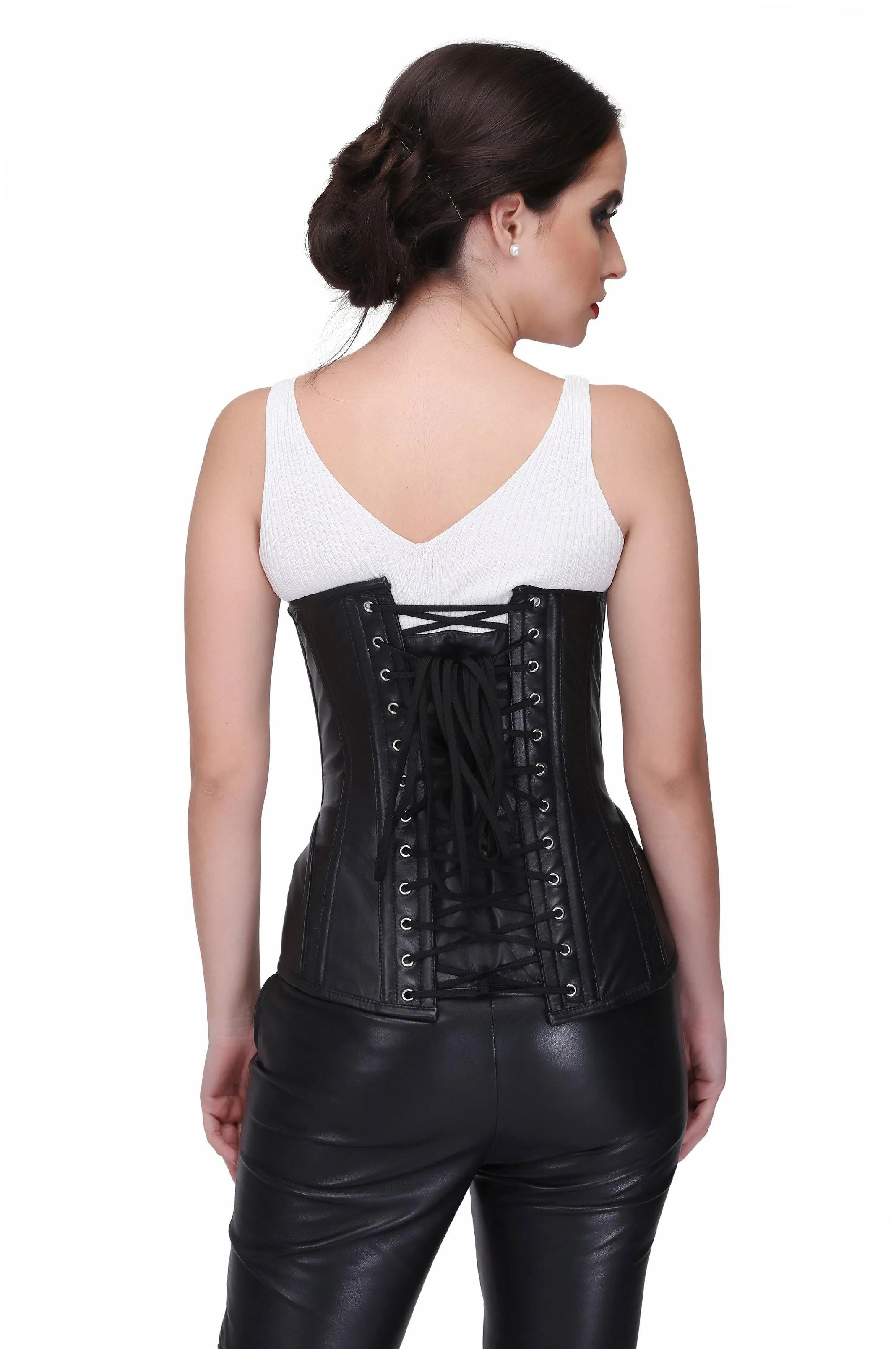 Authentic Steel Boned Sheep Napa Leather Waist Training Overbust Corset