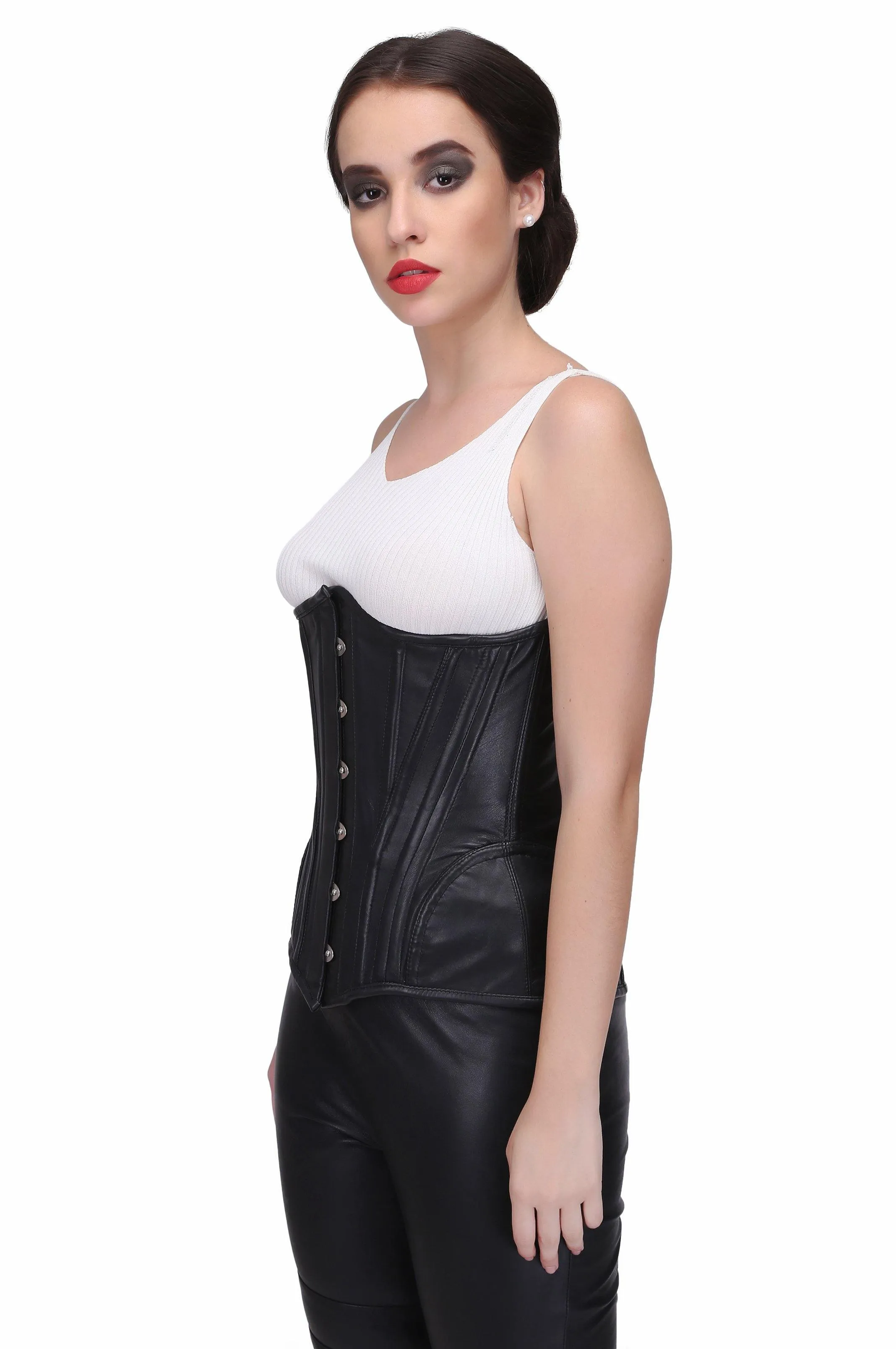 Authentic Steel Boned Sheep Napa Leather Waist Training Overbust Corset