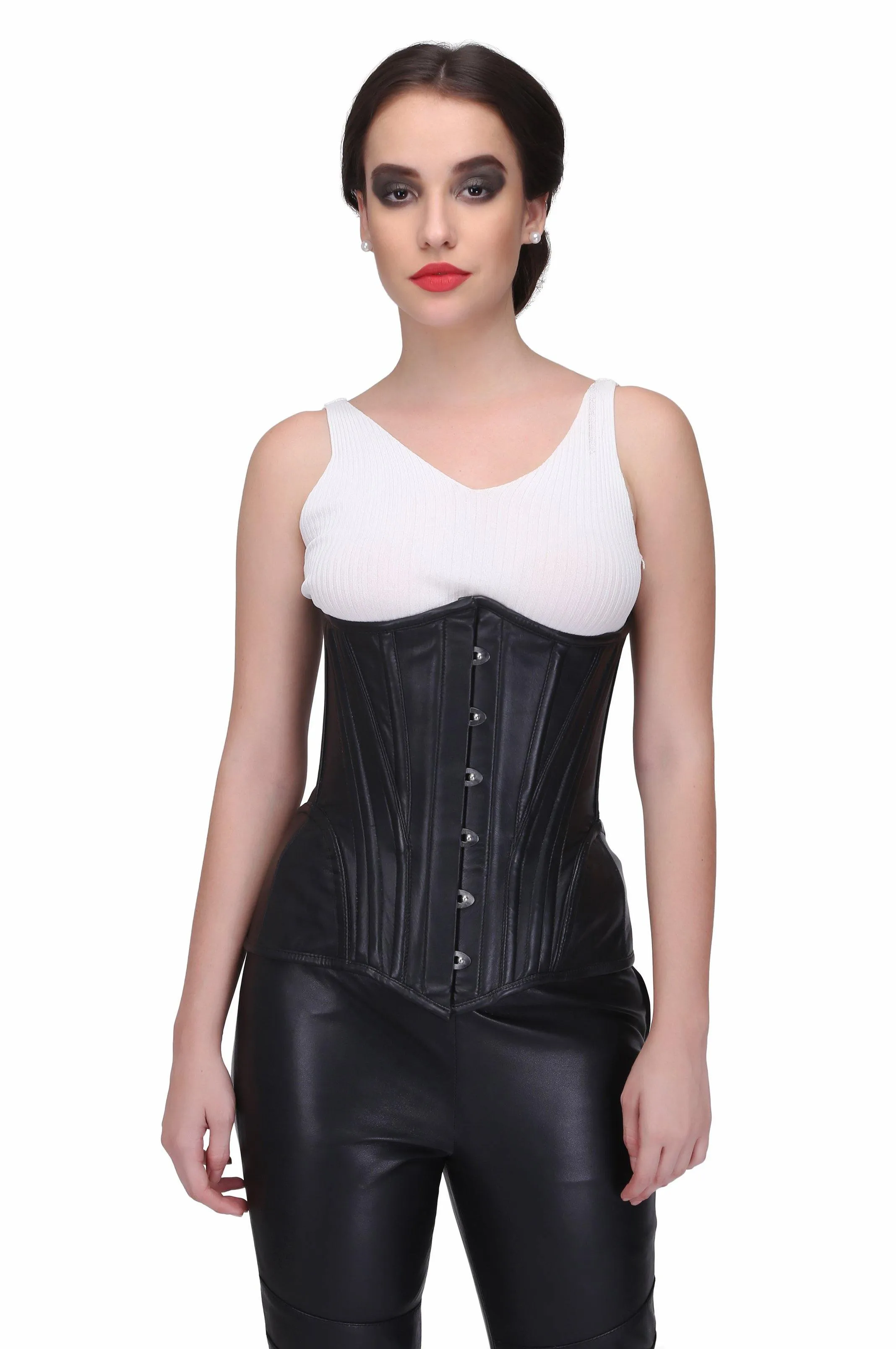 Authentic Steel Boned Sheep Napa Leather Waist Training Overbust Corset