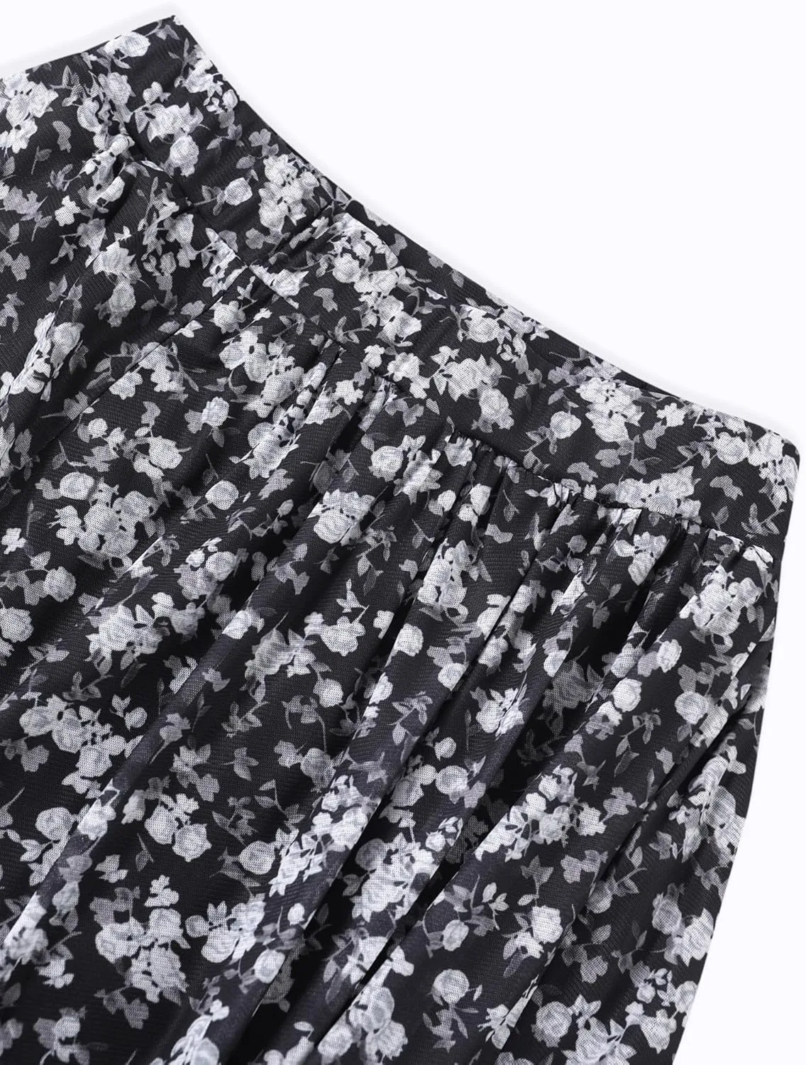 Avanova Women Sun Print Mesh Side Slits Split Midi Skirt Asymmetrical High Waisted Long Skirt
