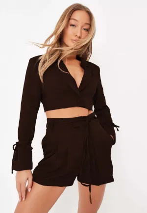 Co ord Tie Waist Pleated Tailored Shorts