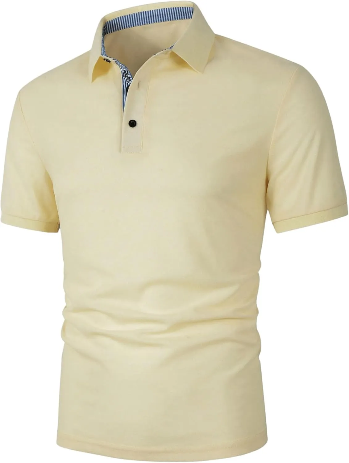 Floerns Men's Causal Short Sleeve Polo Shirts Contrast Collar Half Placket T-Shirts