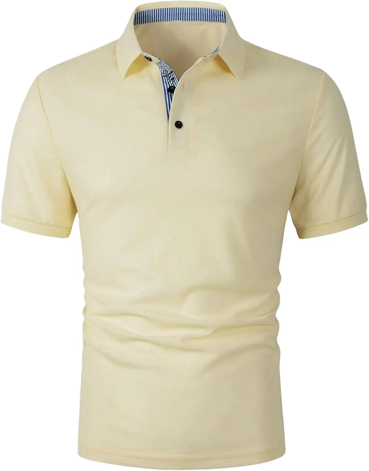 Floerns Men's Causal Short Sleeve Polo Shirts Contrast Collar Half Placket T-Shirts