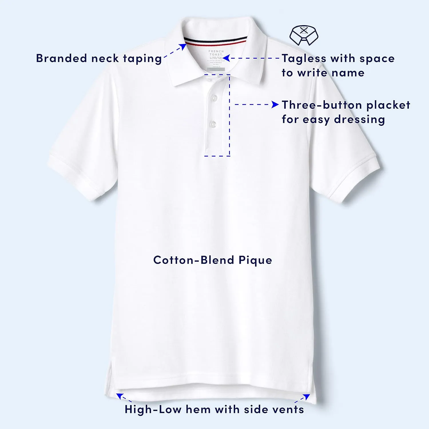 French Toast Boys' Short Sleeve Pique Polo Uniform Shirt (Standard & Husky)