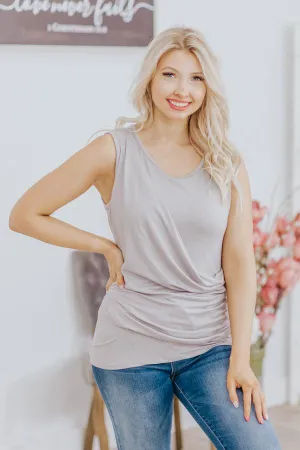 Give Me Romance Sleeveless Over Lay Top in Grey
