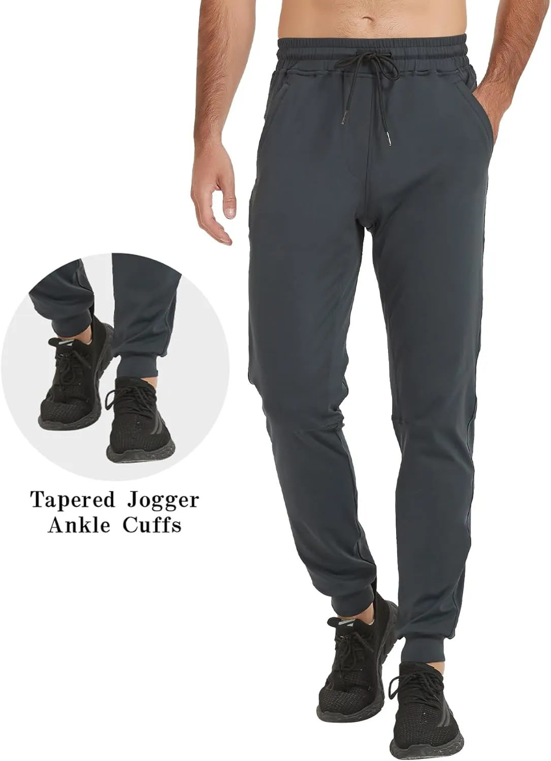 Idtswch 32"/34"/36"/38" Inseam Tall Mens Joggers Sweatpants Extra Long Zipper Pockets Athletic Pants for Jogging,Running