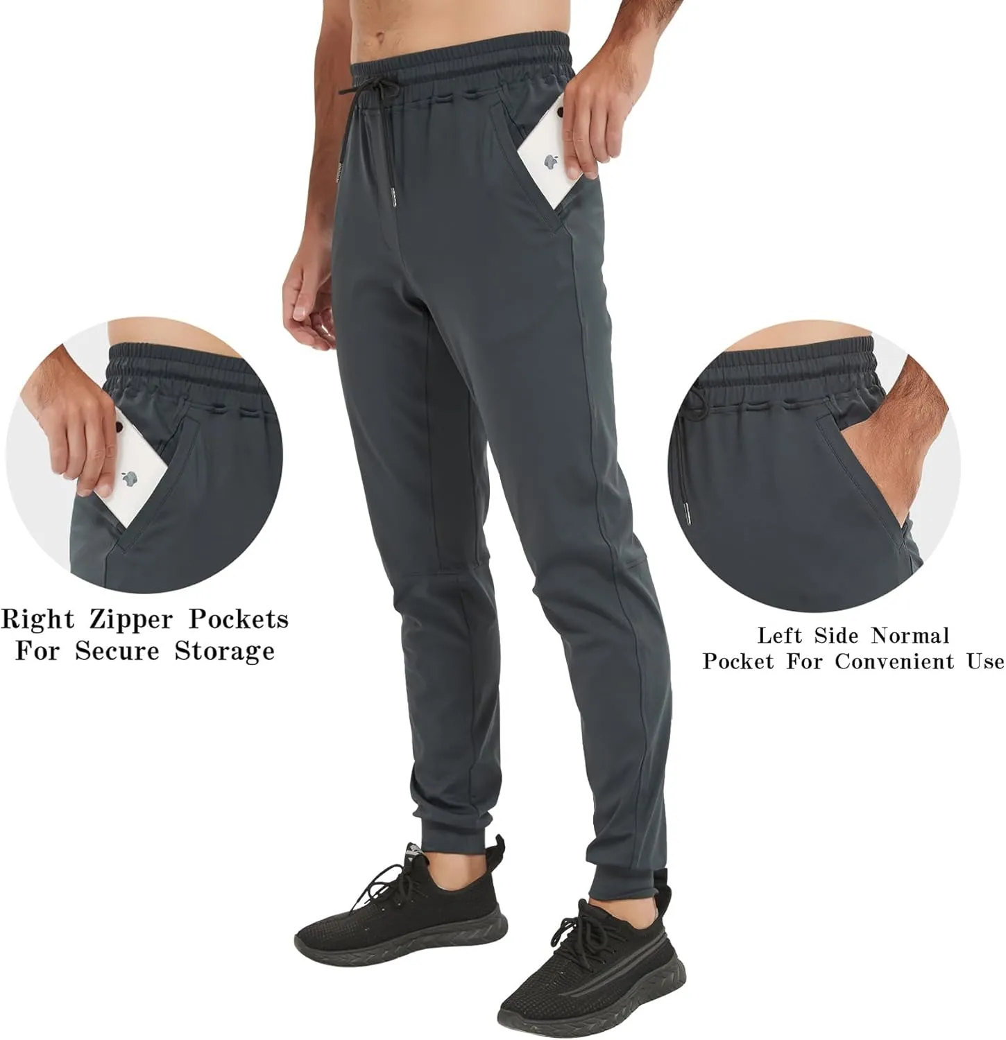 Idtswch 32"/34"/36"/38" Inseam Tall Mens Joggers Sweatpants Extra Long Zipper Pockets Athletic Pants for Jogging,Running