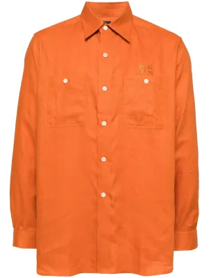 LINEN CANVAS LOGO-PATCH WORK SHIRT