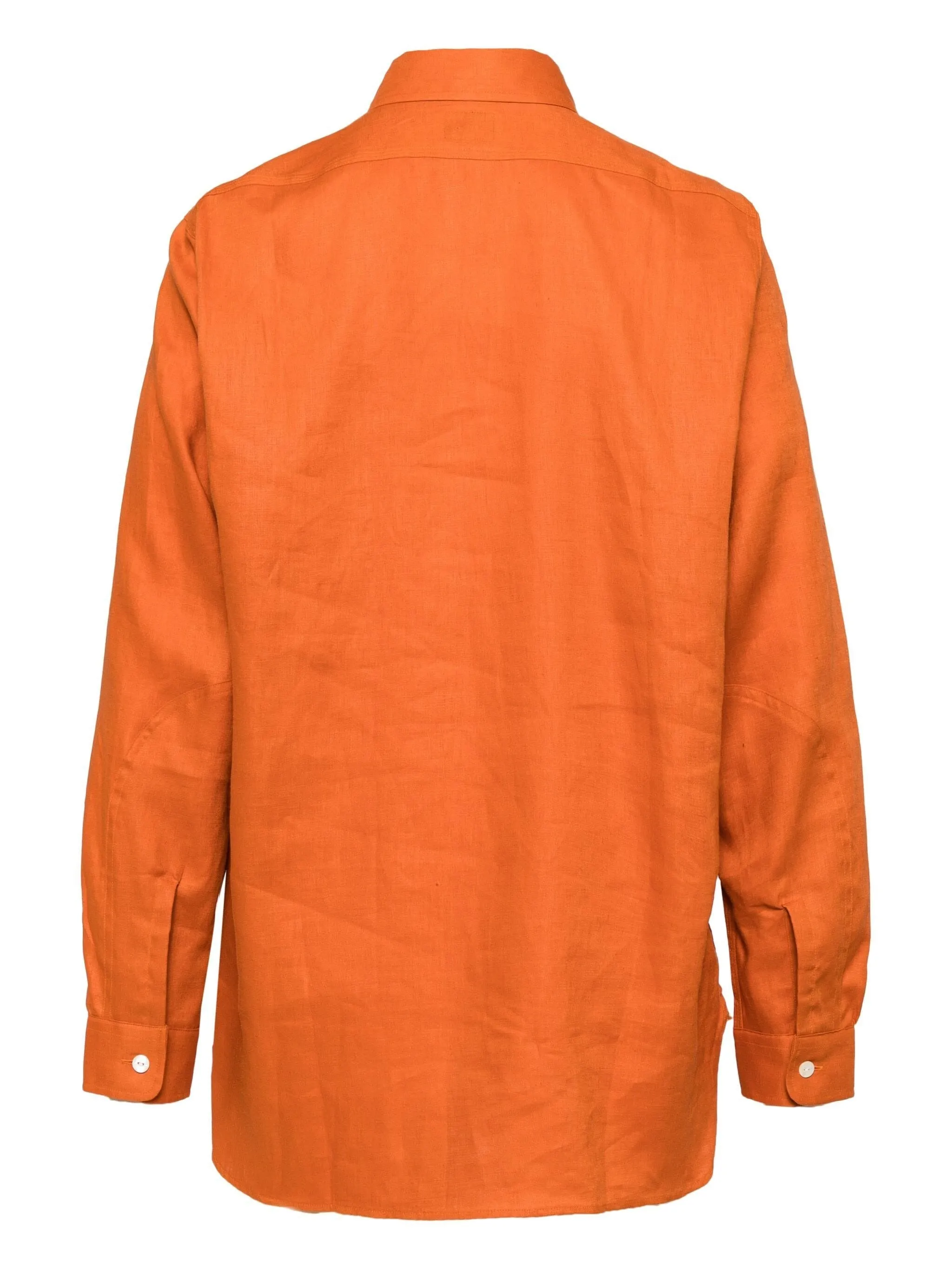 LINEN CANVAS LOGO-PATCH WORK SHIRT