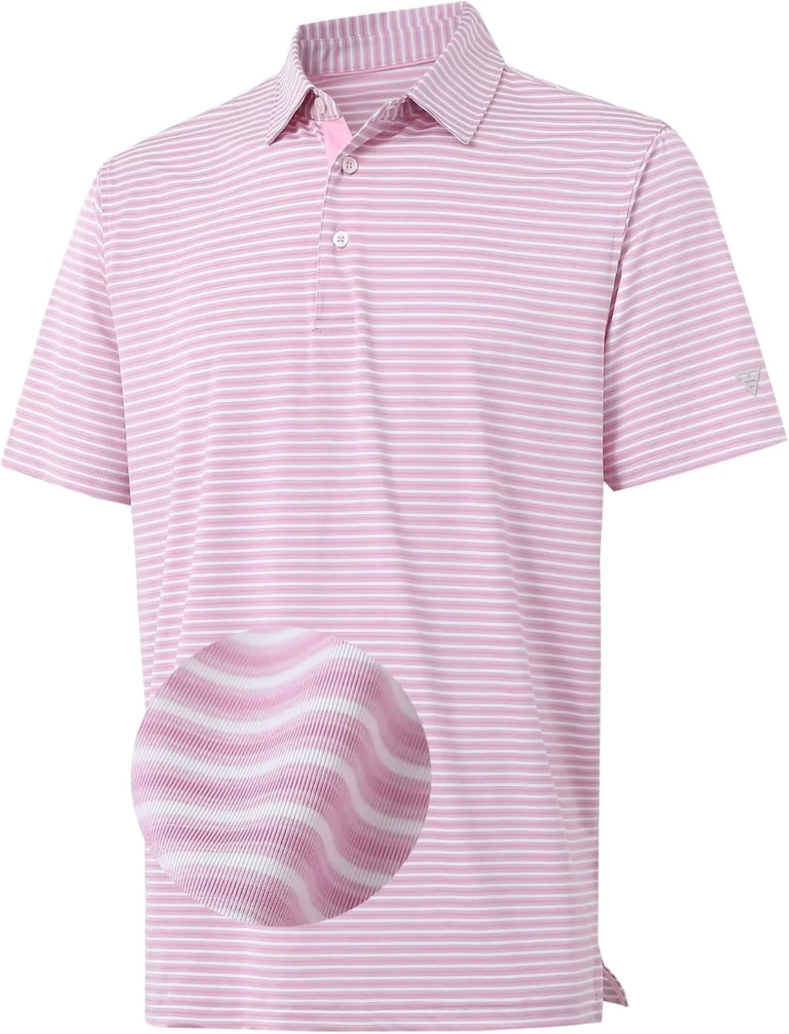 M MAELREG Golf Polo Shirts for Men Stripe Performance Moisture Wicking Dry Fit Collared Mens Polo Shirts Short Sleeve