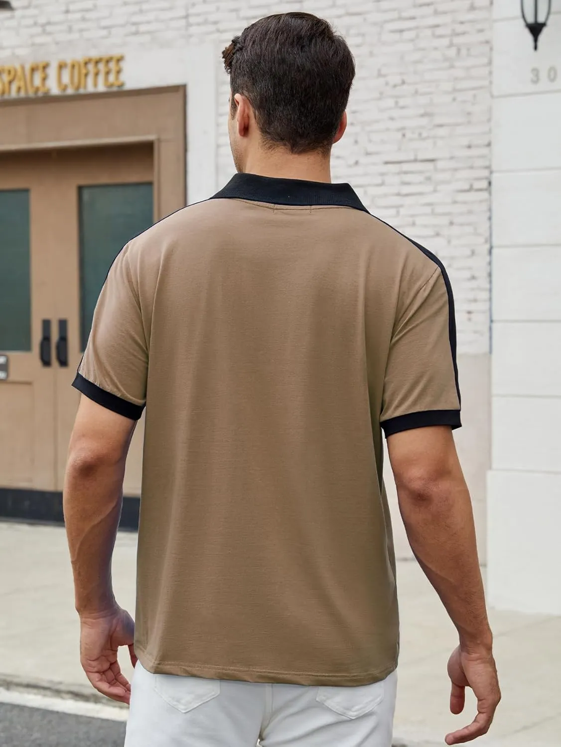 Men's Casual Polo Shirts Short Sleeve Classic Button Shirt Fashion Cotton Golf Tops with Pocket