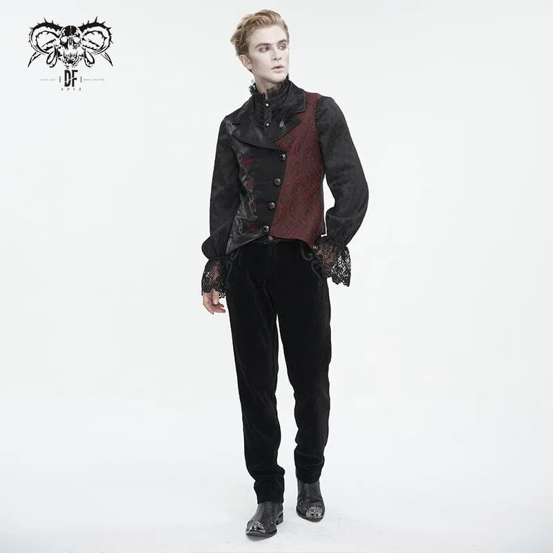 Men's Gothic Contrast Color Embossed Feather Waistcoat