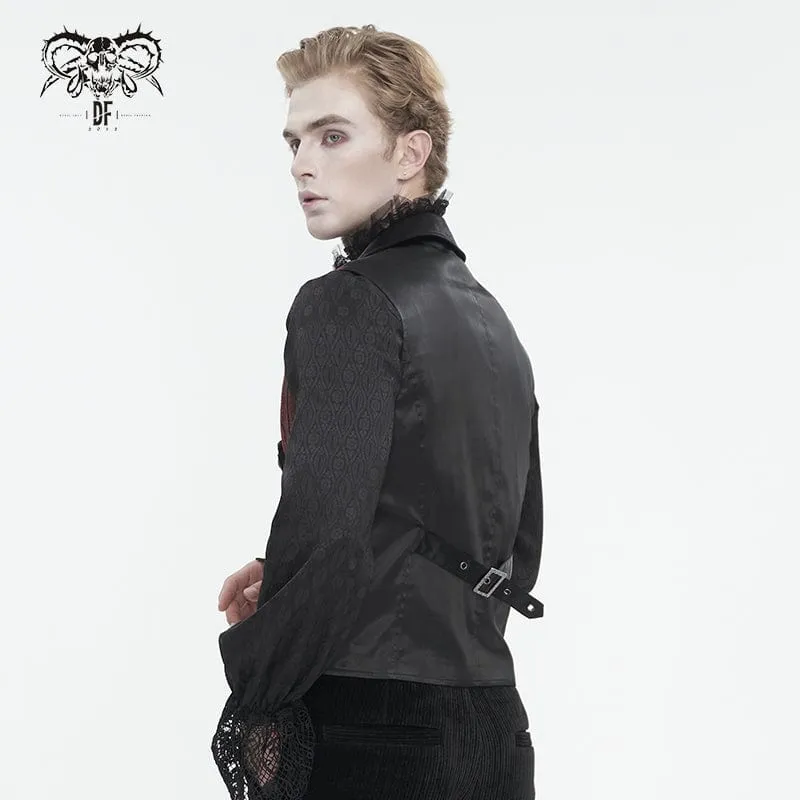 Men's Gothic Contrast Color Embossed Feather Waistcoat