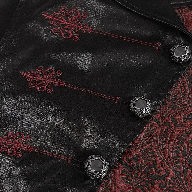 Men's Gothic Contrast Color Embossed Feather Waistcoat