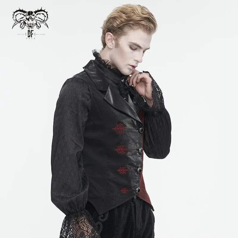 Men's Gothic Contrast Color Embossed Feather Waistcoat
