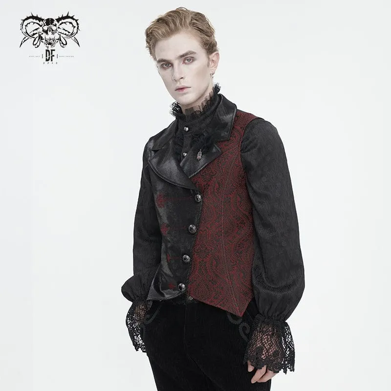 Men's Gothic Contrast Color Embossed Feather Waistcoat