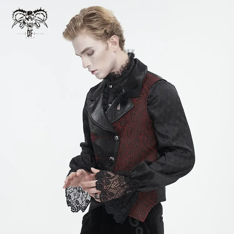 Men's Gothic Contrast Color Embossed Feather Waistcoat