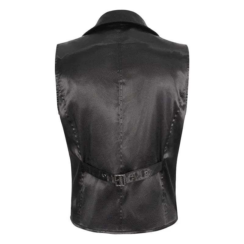 Men's Gothic Contrast Color Embossed Feather Waistcoat