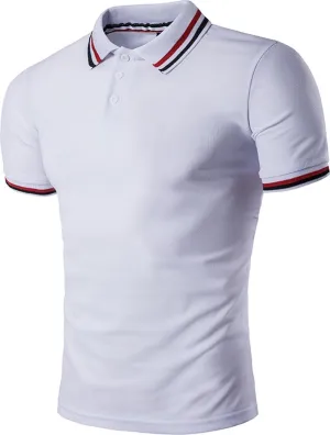 Mens Polo Shirts Contrast Collar Golf Tennis Short Sleeve Shirt Tops JZA012