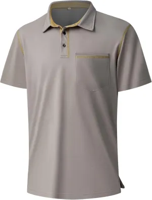 Men's Short Sleeve Polo Shirts Casual Summer Fashion Golf Polo Shirt for Men with Pocket
