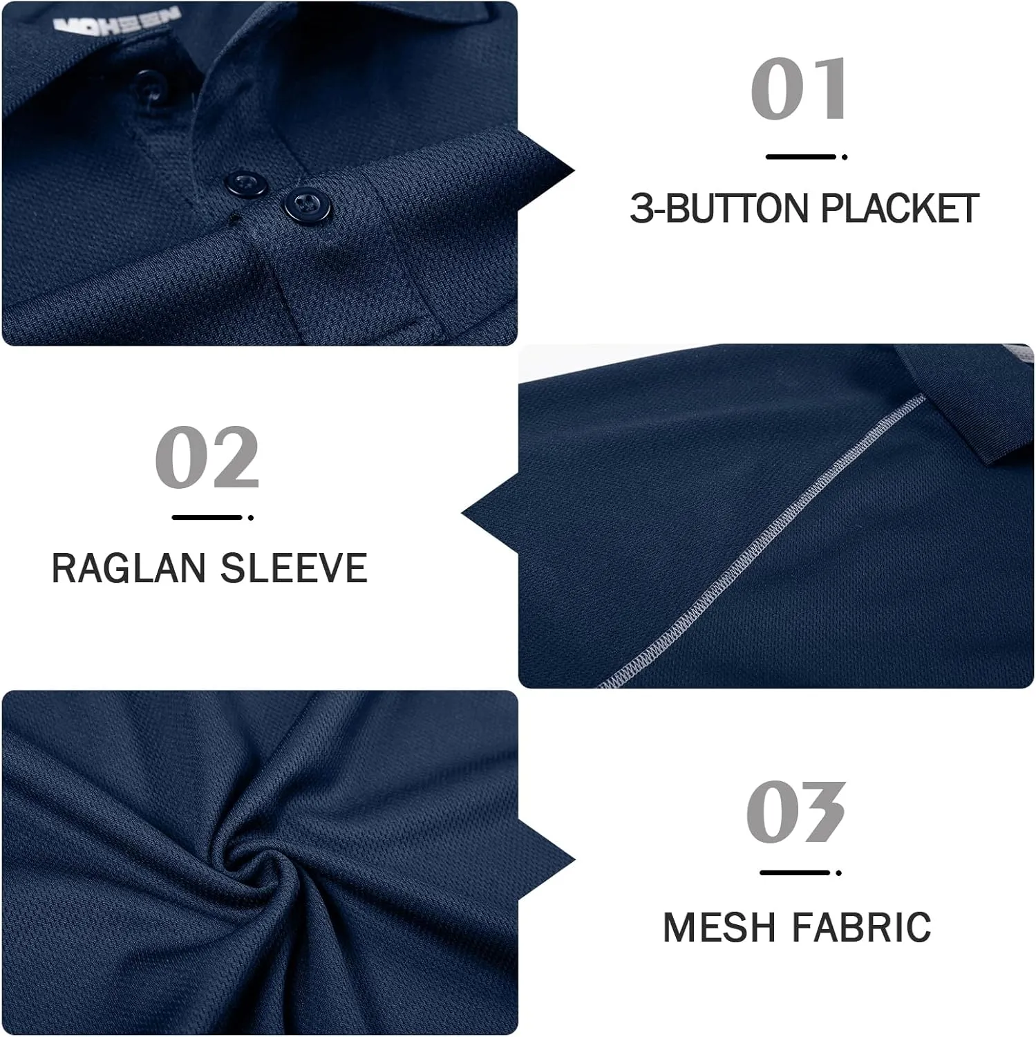 MOHEEN Men's Golf Shirts Short Sleeve Moisture Wicking Polo T-Shirts Athletic Quick Dry Fit Performance Collared UPF 50 