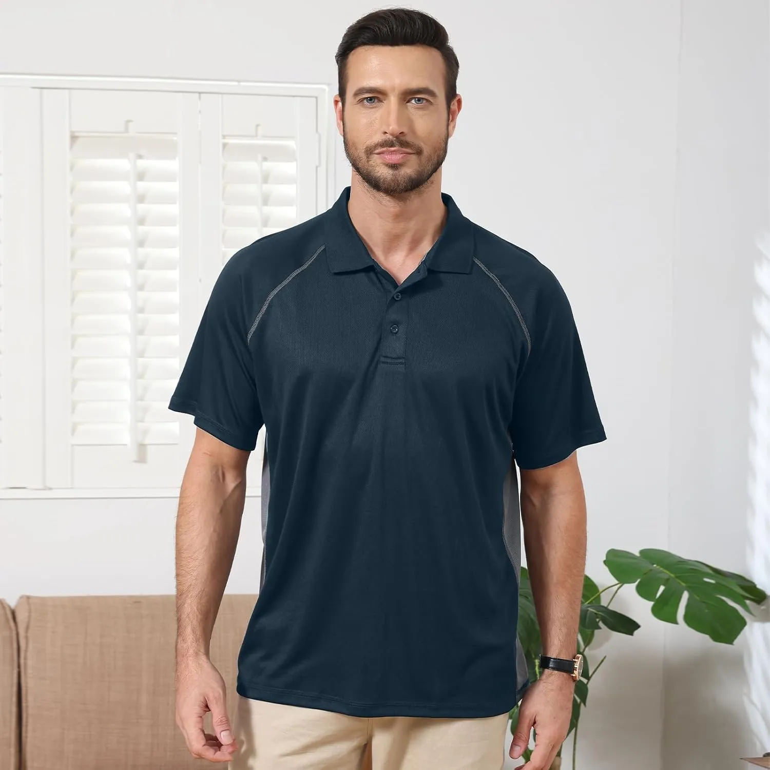 MOHEEN Men's Golf Shirts Short Sleeve Moisture Wicking Polo T-Shirts Athletic Quick Dry Fit Performance Collared UPF 50 