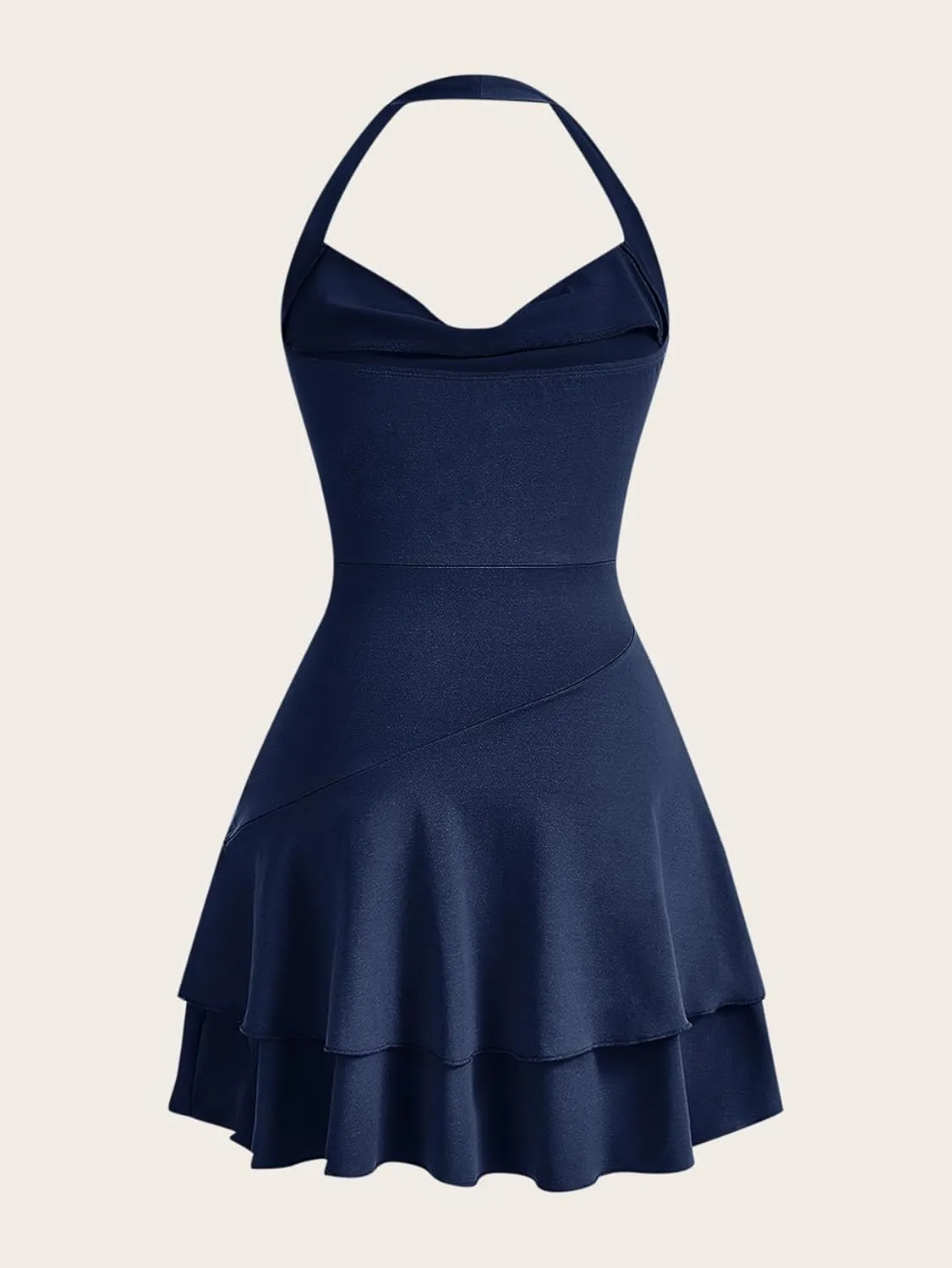 SOLY HUX Cute Halter Mini Dresses for Women Summer Sexy Club Party Backless Short Sundress