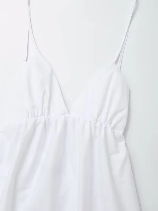 Strap V-neck solid color versatile backless long dress