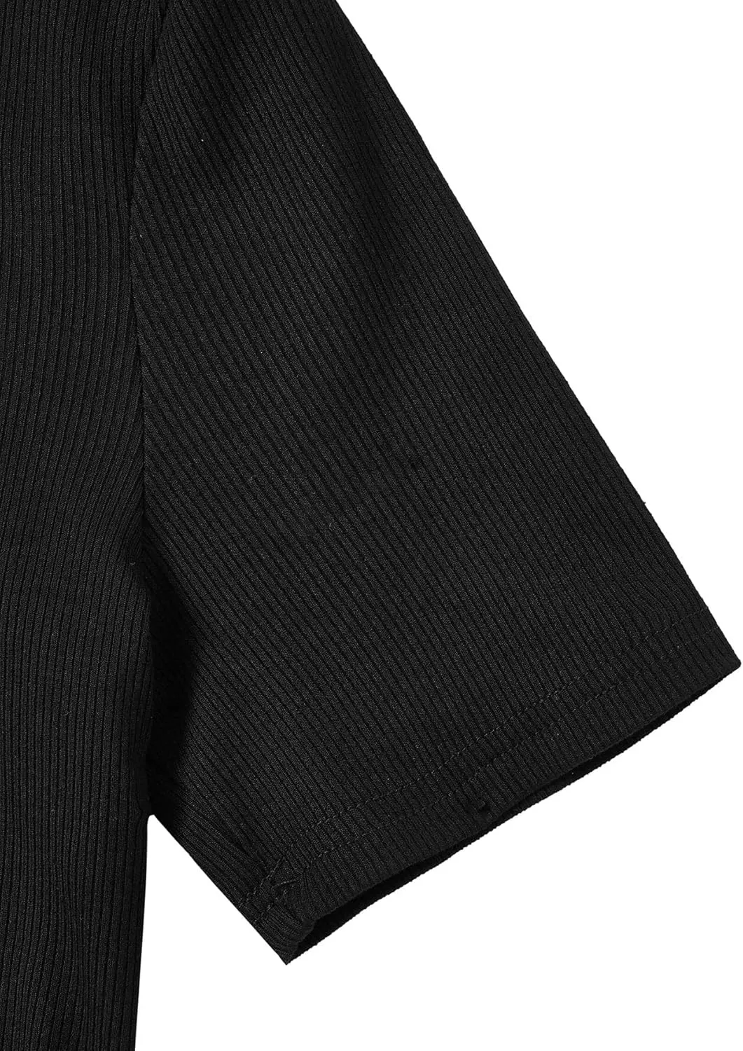 Verdusa Women's 2 Pack Casual Basic Mock Neck Short Sleeve Rib Knit Work Tops