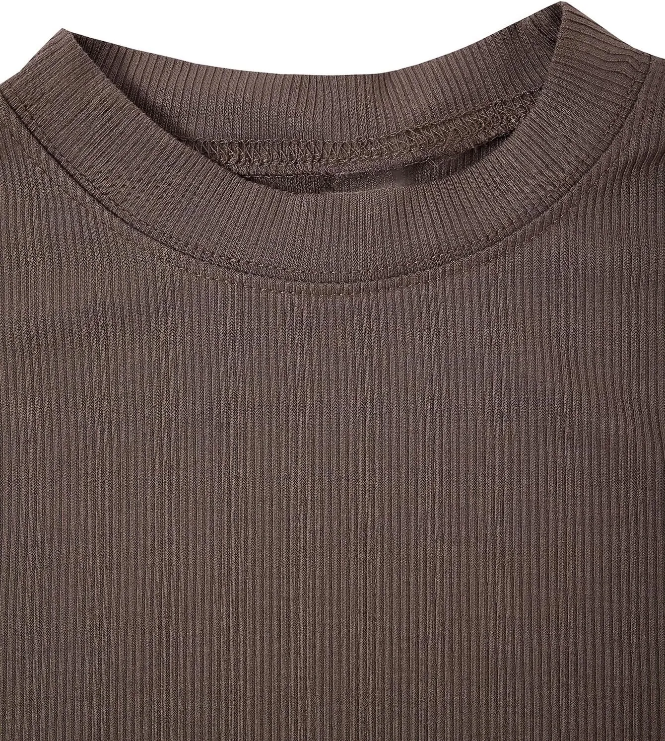 Verdusa Women's 2 Pack Casual Basic Mock Neck Short Sleeve Rib Knit Work Tops